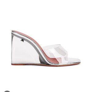 Amina Muaddi Clear Wedge Sandals 38 worn twice with box and dust bags